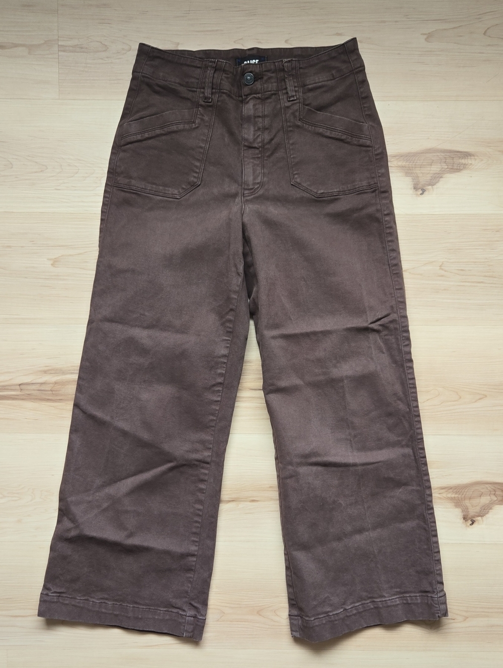 PAIGE Anessa Wide-Leg Pants, Brown, Size 27